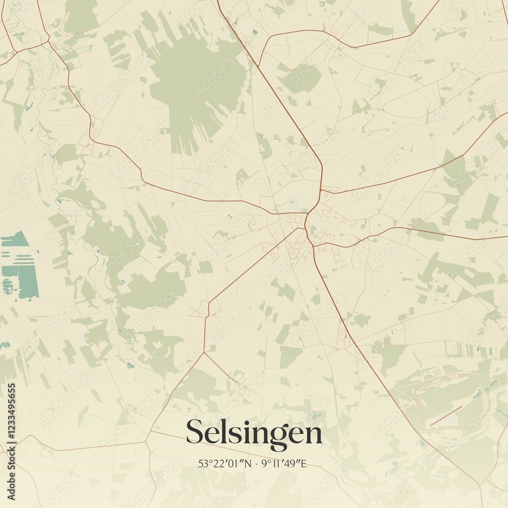 Obraz premium Vintage map of Selsingen, Germany.