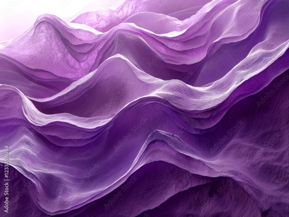Obraz premium Abstract purple waves, layered design, 3d render, Generative AI