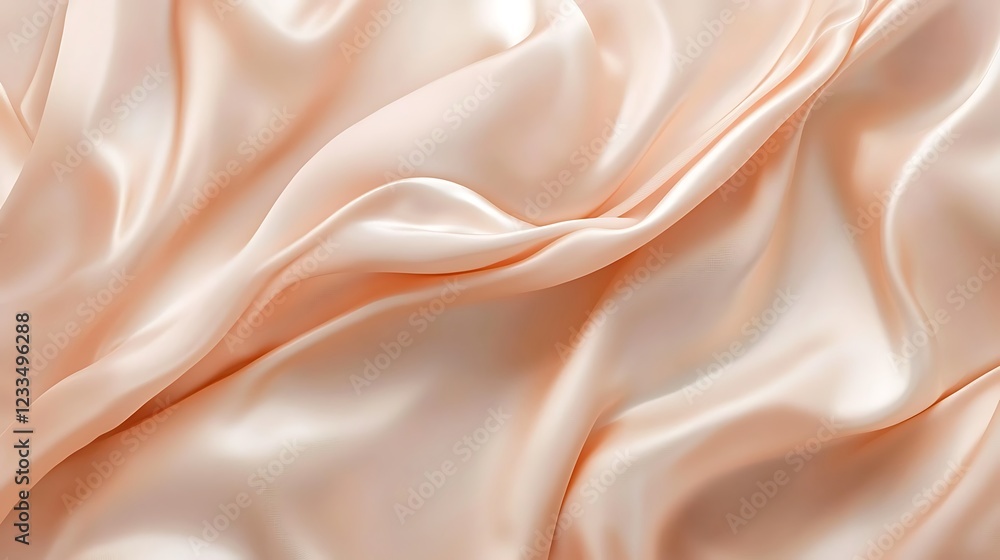 Fototapeta premium Draped Peach Silk Fabric Soft Texture Background