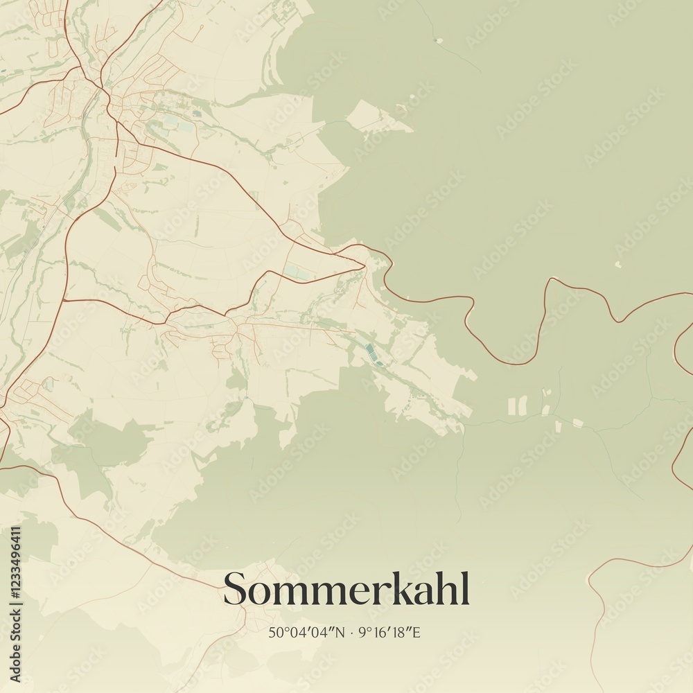 Obraz premium Vintage map of Sommerkahl, Germany.