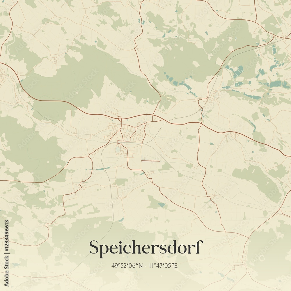 Fototapeta premium Vintage map of Speichersdorf, Germany.