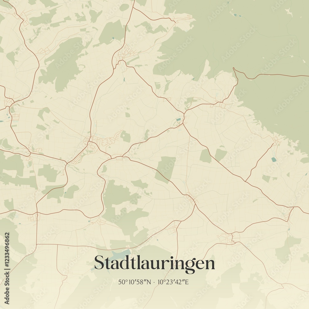Fototapeta premium Vintage map of Stadtlauringen, Germany.