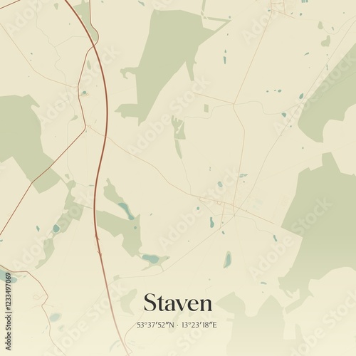 Vintage map of Staven, Germany. photo