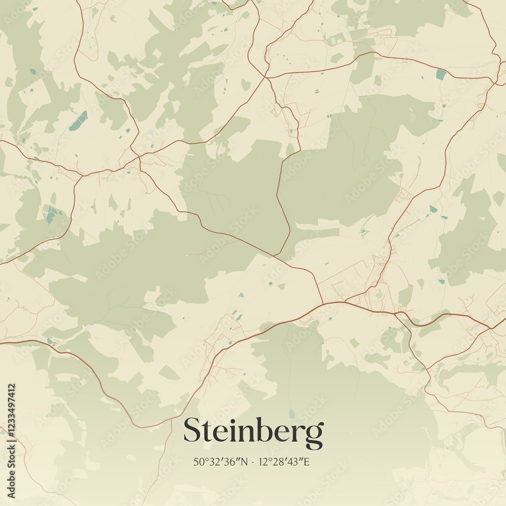 Fototapeta premium Vintage map of Steinberg, Germany.