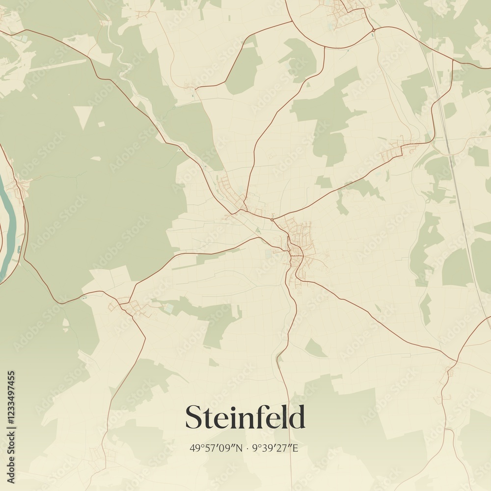 Fototapeta premium Vintage map of Steinfeld, Germany.