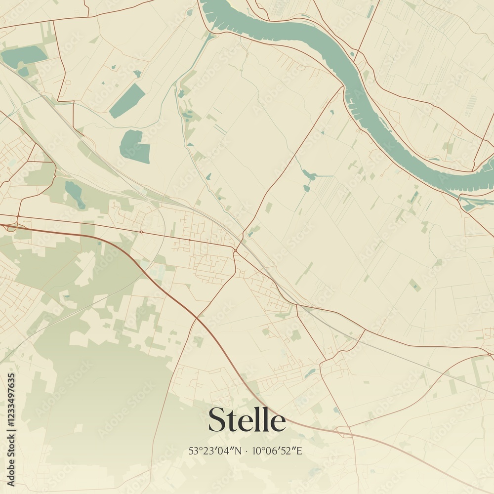 Obraz premium Vintage map of Stelle, Germany.