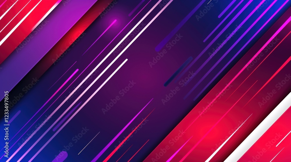 Fototapeta premium Abstract Dynamic Diagonal Lines, vibrant Purple and Red Gradient Background