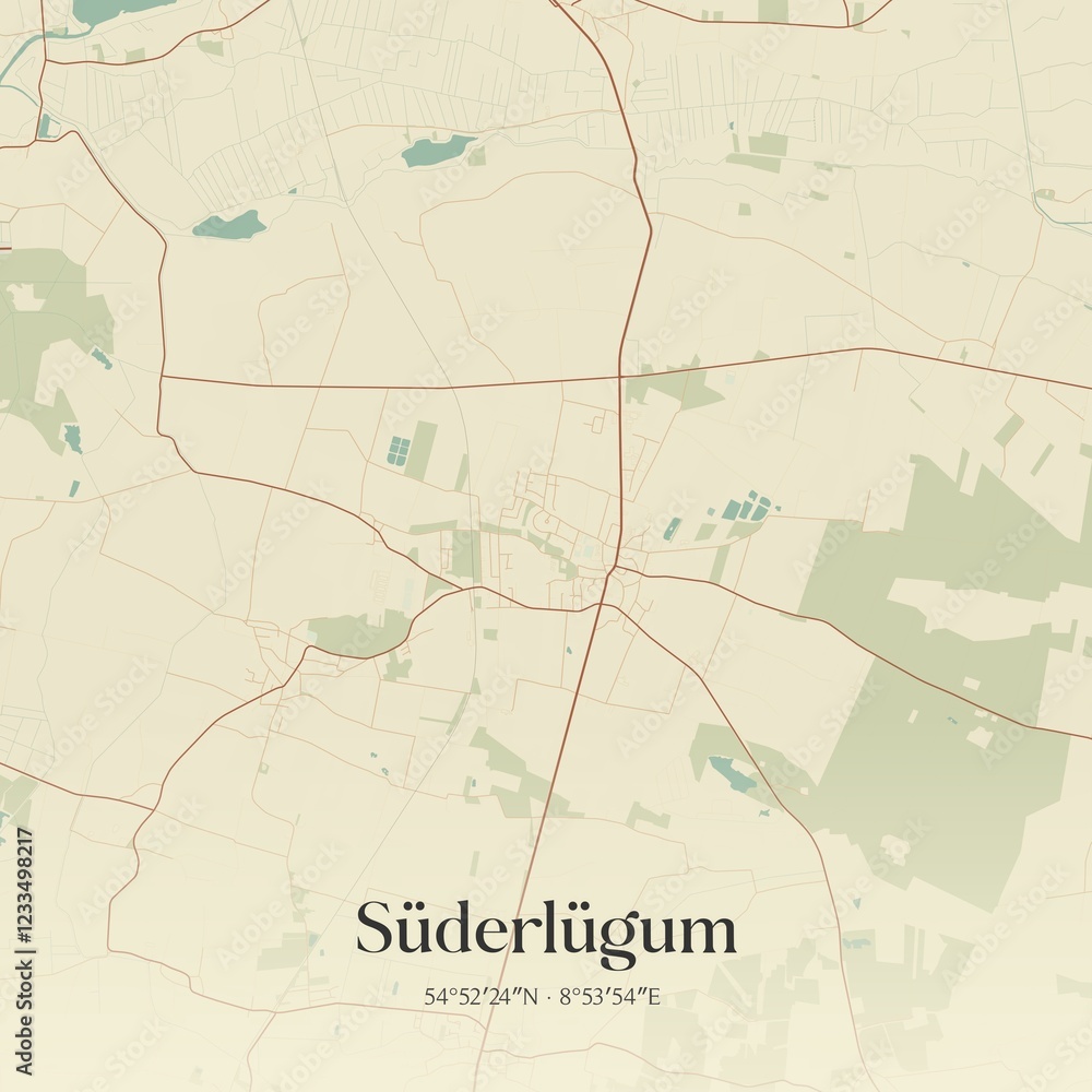 Obraz premium Vintage map of Suderlugum, Germany.