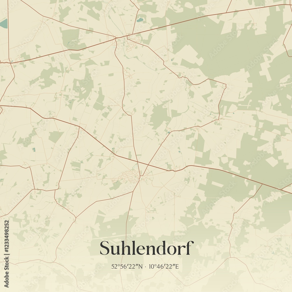 Fototapeta premium Vintage map of Suhlendorf, Germany.