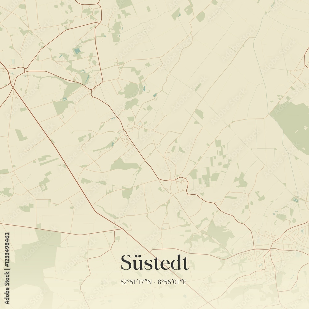 Obraz premium Vintage map of Sustedt, Germany.