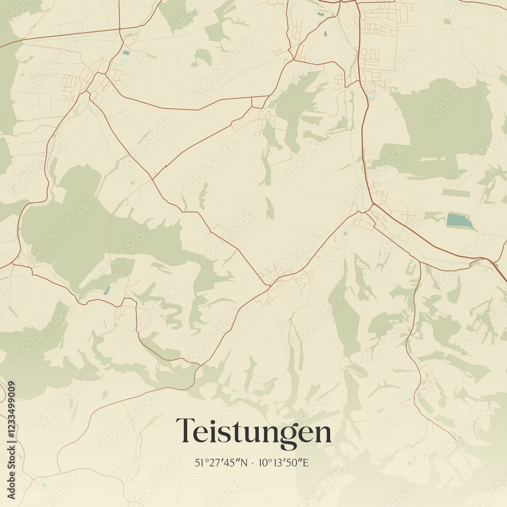 Fototapeta premium Vintage map of Teistungen, Germany.