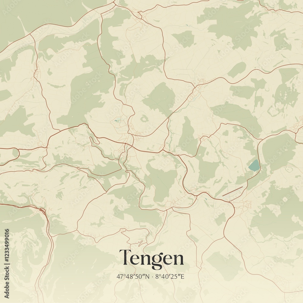 Fototapeta premium Vintage map of Tengen, Germany.