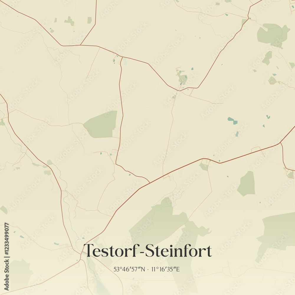 Fototapeta premium Vintage map of Testorf-Steinfort, Germany.