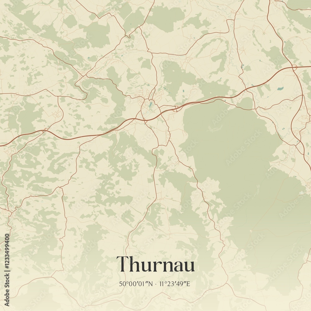 Fototapeta premium Vintage map of Thurnau, Germany.