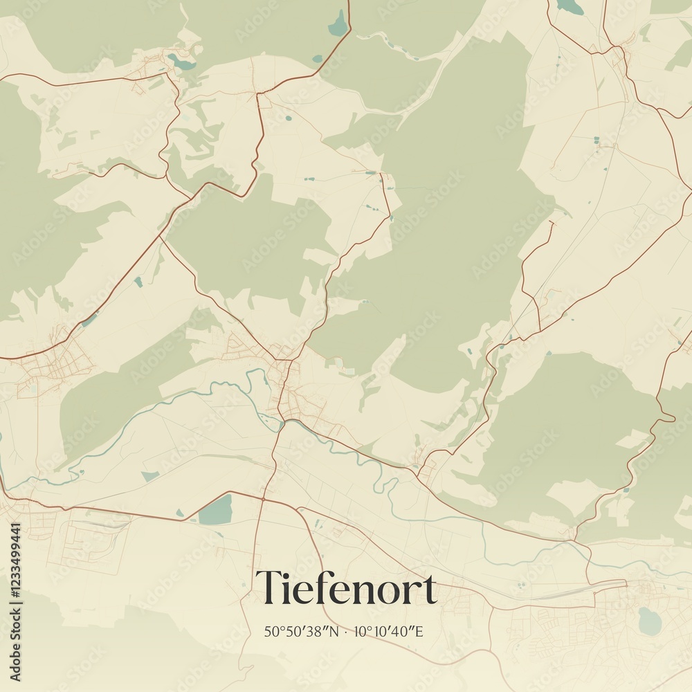 Fototapeta premium Vintage map of Tiefenort, Germany.