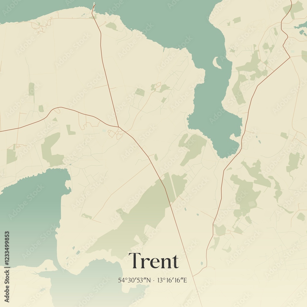 Fototapeta premium Vintage map of Trent, Germany.