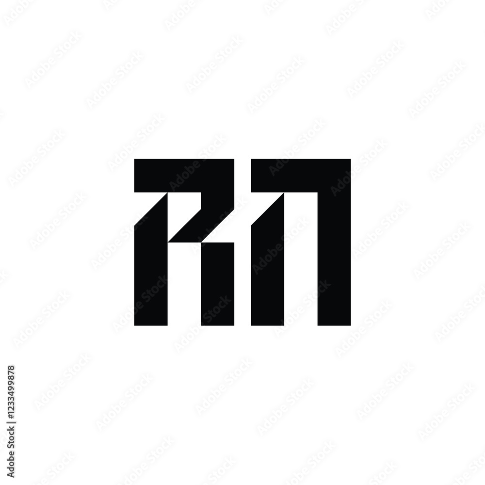 Fototapeta premium RN monogram logo design letter text name symbol monochrome logotype alphabet character simple logo