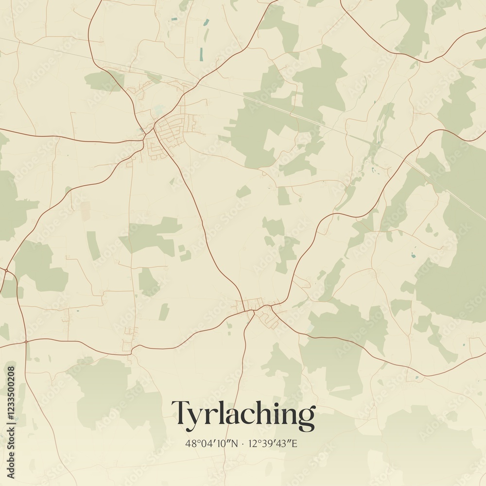 Fototapeta premium Vintage map of Tyrlaching, Germany.