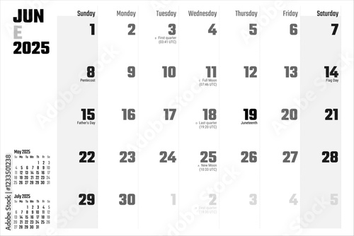 2025 June Calendar Monthly Planner Juneteenth Father s Day Flag Day