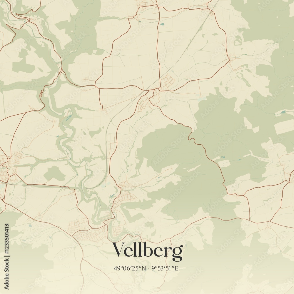 Obraz premium Vintage map of Vellberg, Germany.