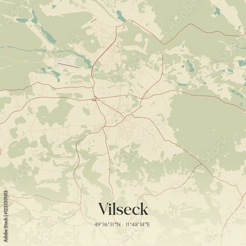 Vintage map of Vilseck, Germany.