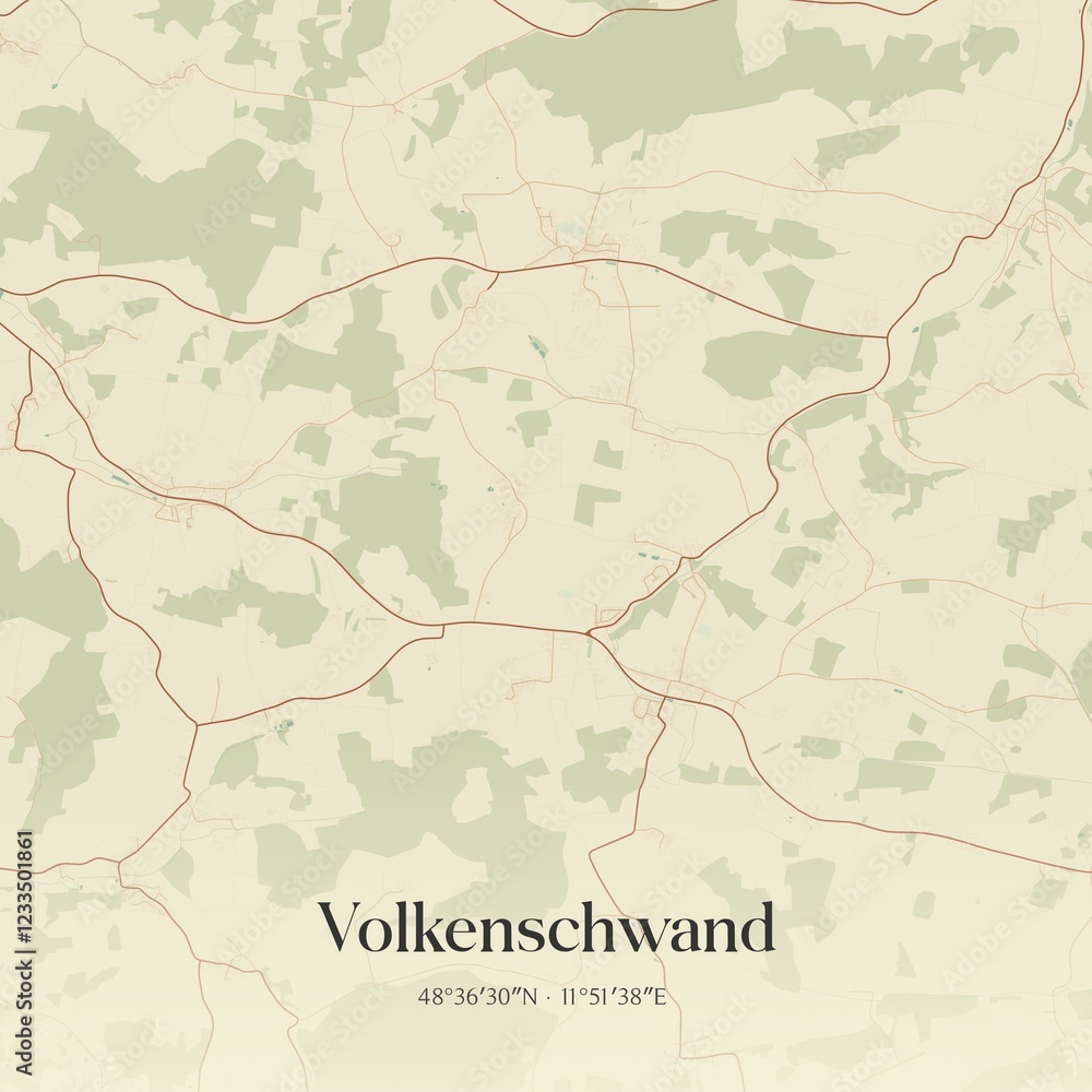 Fototapeta premium Vintage map of Volkenschwand, Germany.