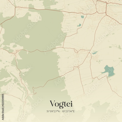 Vintage map of Vogtei, Germany.
