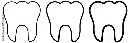 set of different outline tooth icon. tooth liner icon set.