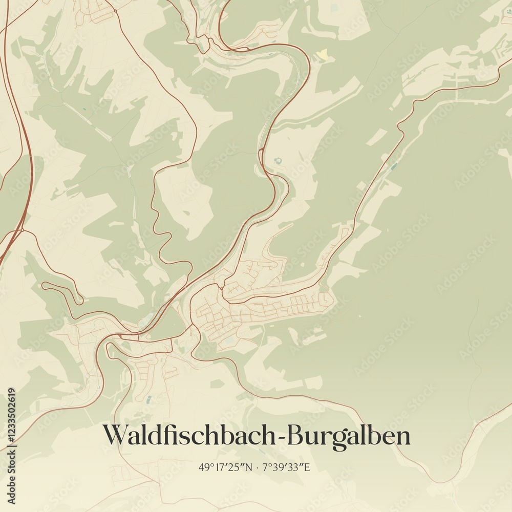 Obraz premium Vintage map of Waldfischbach-Burgalben, Germany.