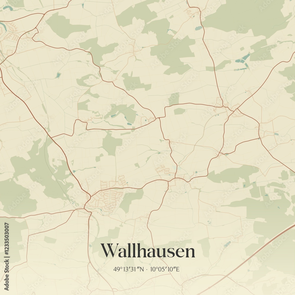 Fototapeta premium Vintage map of Wallhausen, Germany.