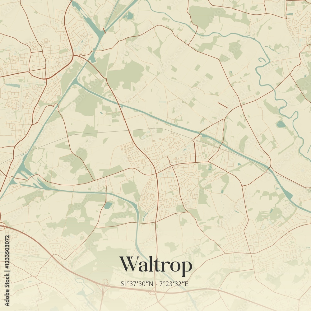 Naklejka premium Vintage map of Waltrop, Germany.