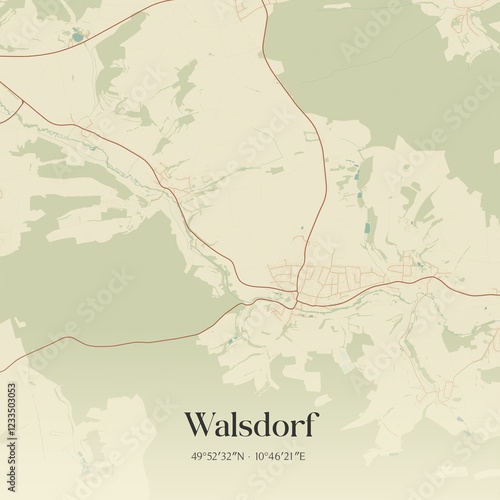 Vintage map of Walsdorf, Germany. photo