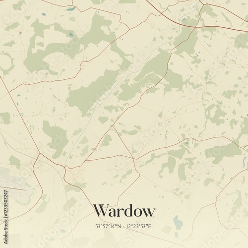 Vintage map of Wardow, Germany.