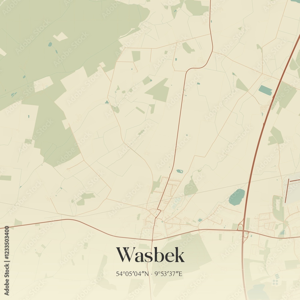 Obraz premium Vintage map of Wasbek, Germany.