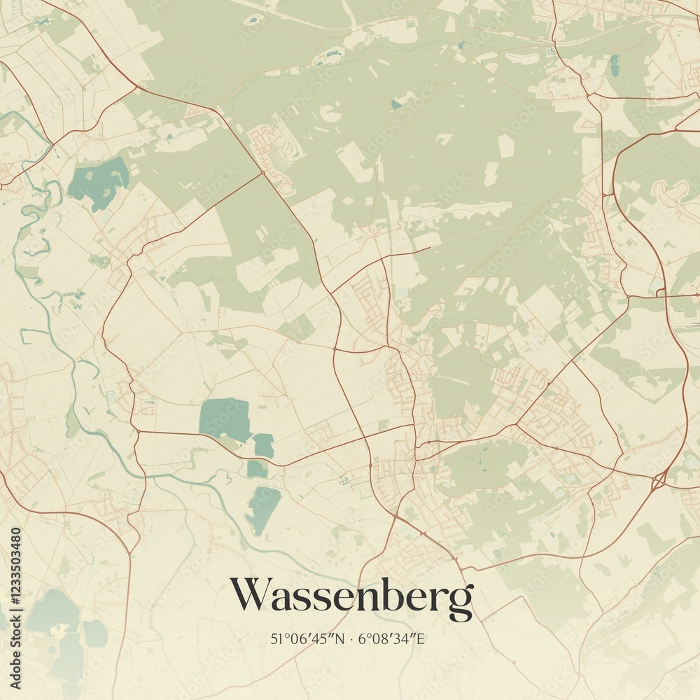 Fototapeta premium Vintage map of Wassenberg, Germany.