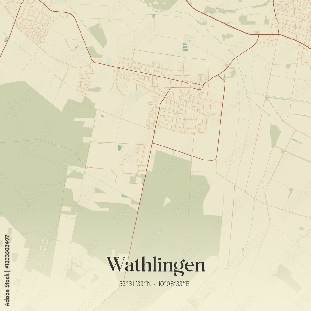 Fototapeta premium Vintage map of Wathlingen, Germany.