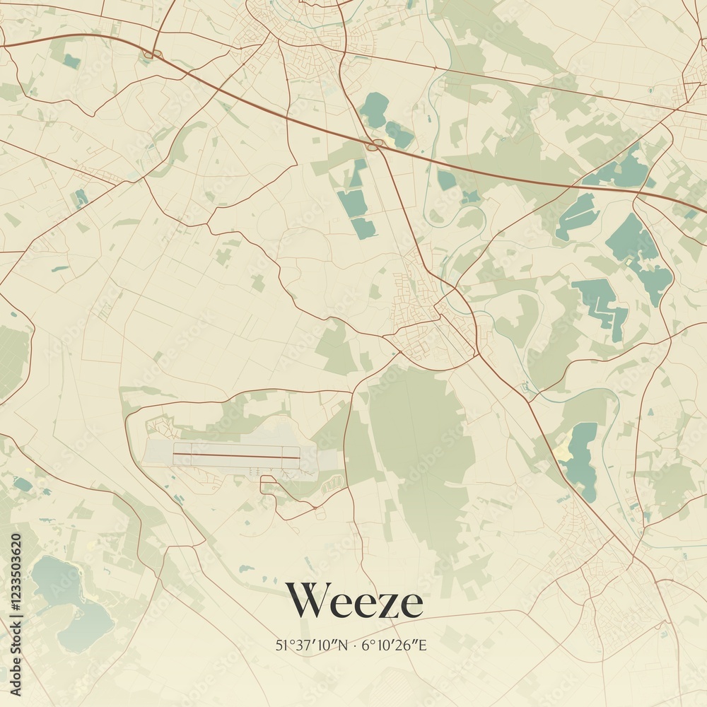 Fototapeta premium Vintage map of Weeze, Germany.