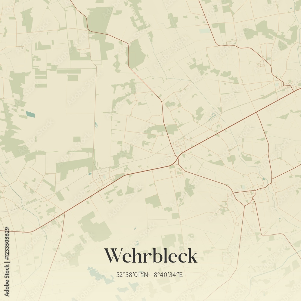 Naklejka premium Vintage map of Wehrbleck, Germany.