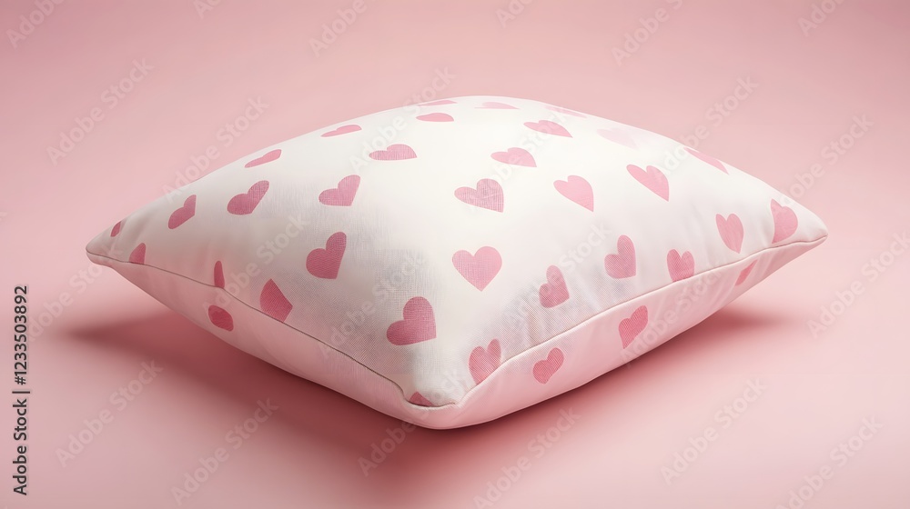 Soft Pillow with Pink Hearts on Light Background for Cozy Decor Soft Pillow with Pink Hearts on Light Background for Cozy Decor