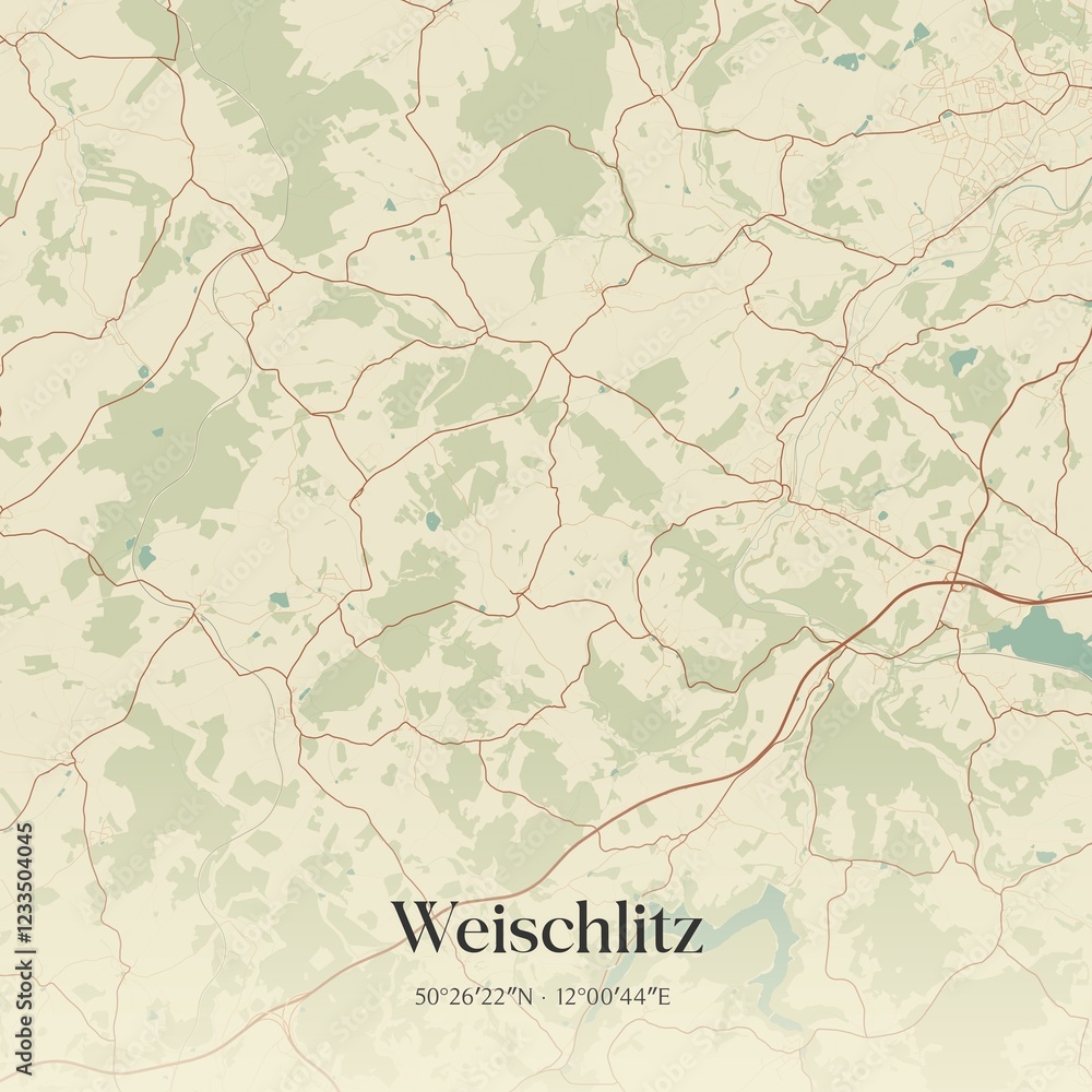 Fototapeta premium Vintage map of Weischlitz, Germany.