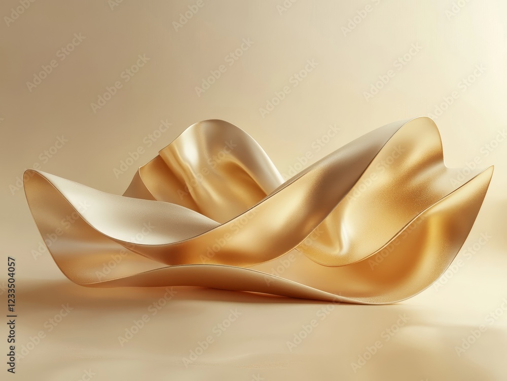 Abstract gold shapes, geometric design, 3d render, Generative AI Abstract gold shapes, geometric design, 3d render, Generative AI