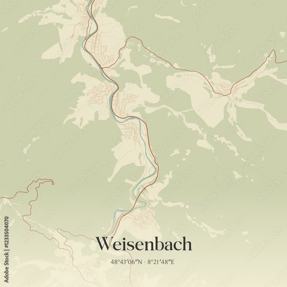 Obraz premium Vintage map of Weisenbach, Germany.