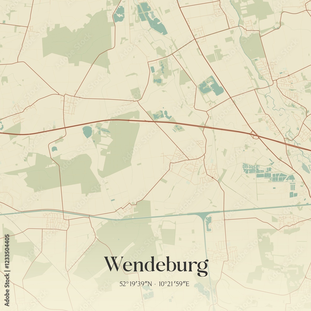 Obraz premium Vintage map of Wendeburg, Germany.