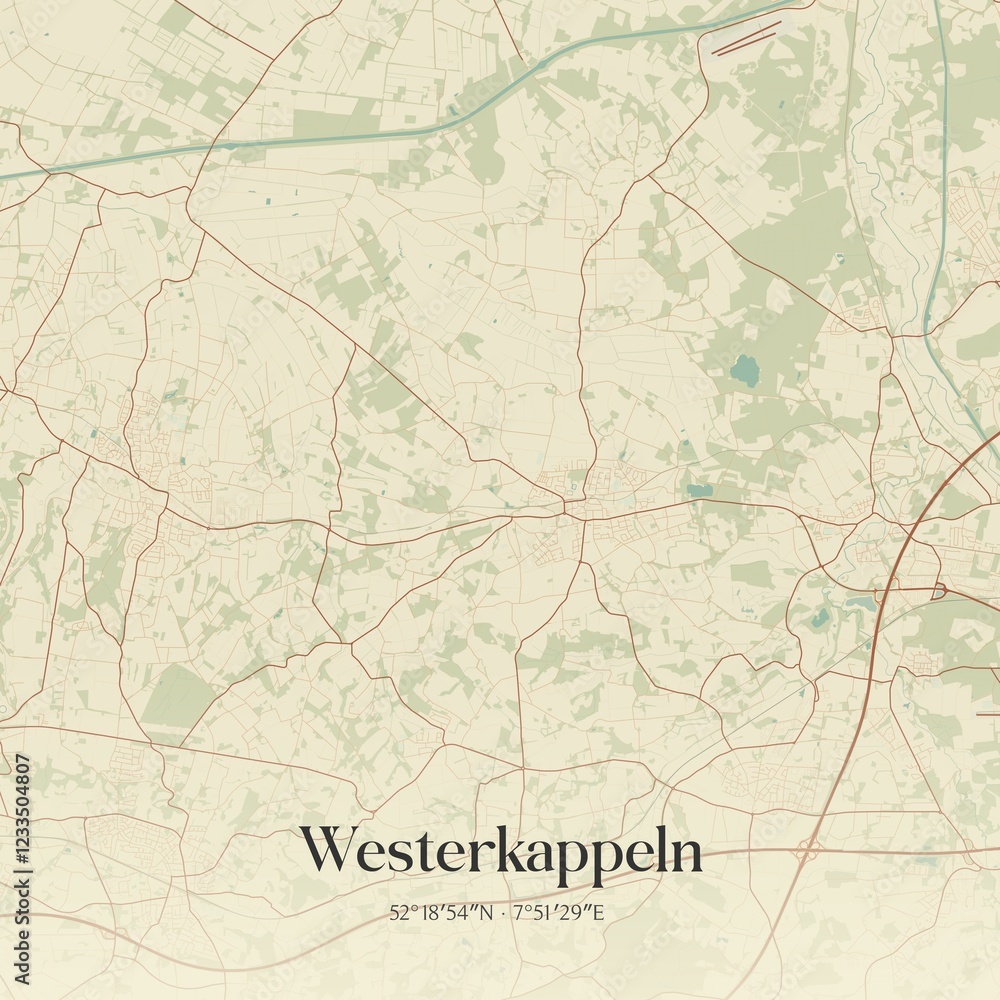 Fototapeta premium Vintage map of Westerkappeln, Germany.
