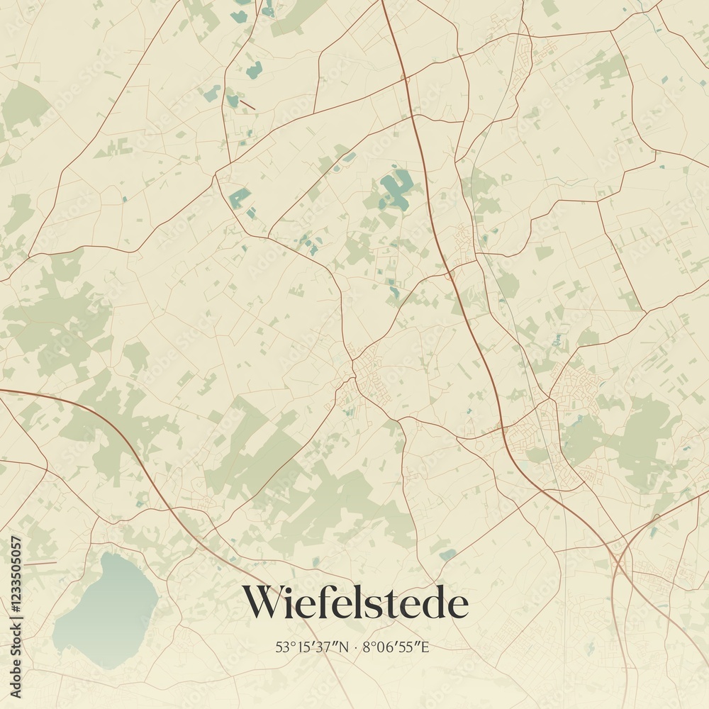 Fototapeta premium Vintage map of Wiefelstede, Germany.