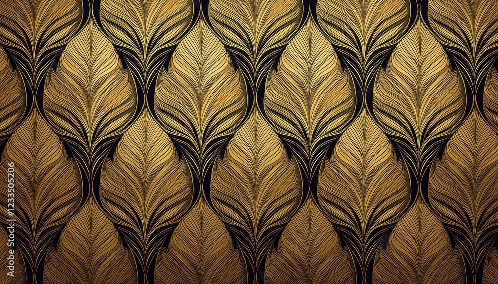 Elegant Art Deco Gold Leaf Pattern Luxurious Seamless Design Evoking a Sense of Opulence and Style, Perfect for Digital Art, Home Decor, or Design Inspiration. Elegant Art Deco Gold Leaf Pattern Luxurious Seamless Design Evoking a Sense of Opulence and Style, Perfect for Digital Art, Home Decor, or Design Inspiration.