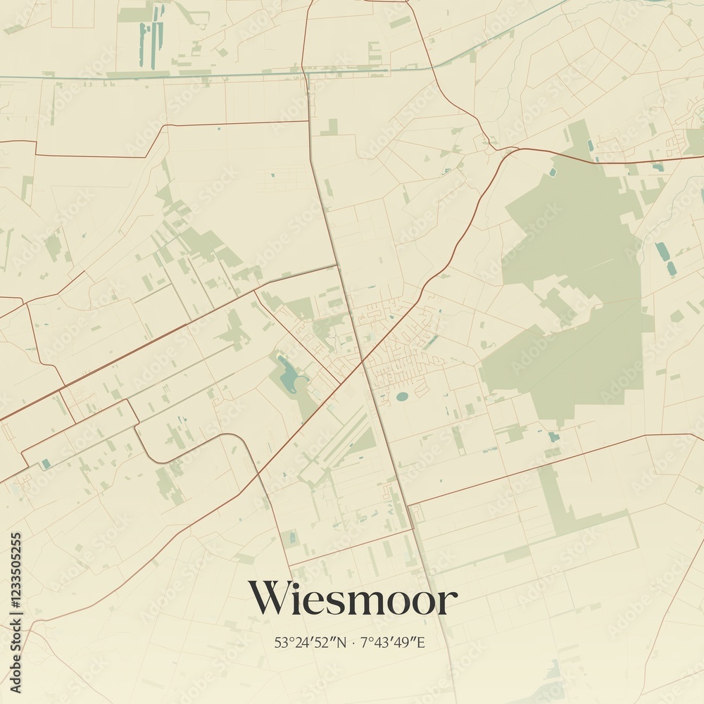 Obraz premium Vintage map of Wiesmoor, Germany.