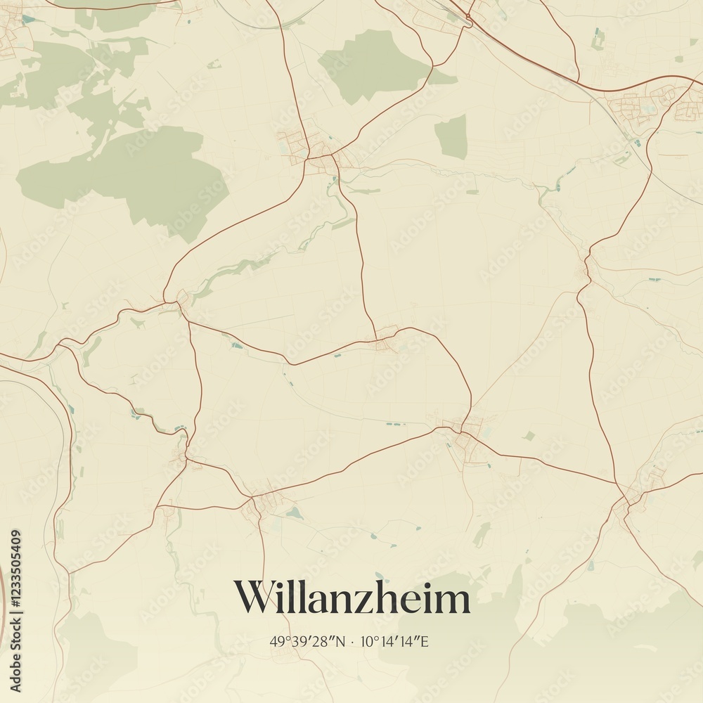 Fototapeta premium Vintage map of Willanzheim, Germany.