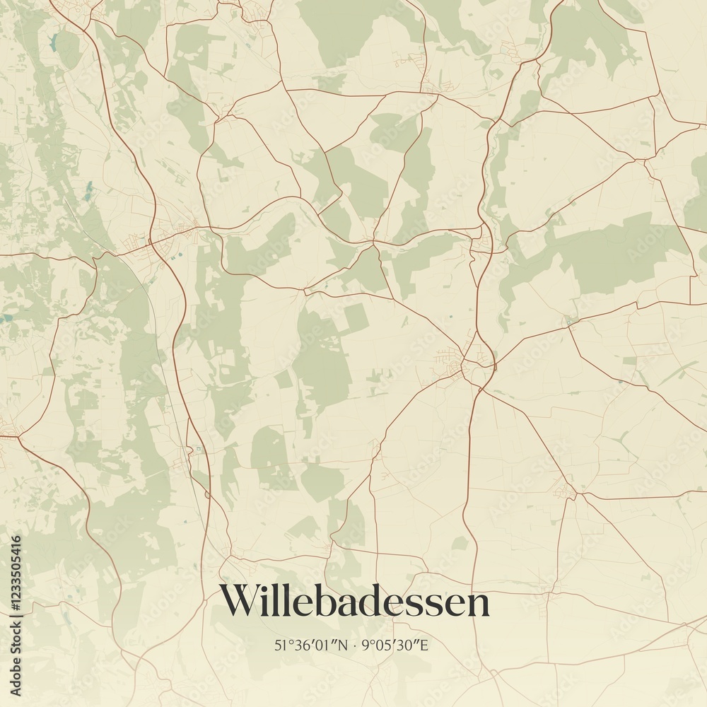Fototapeta premium Vintage map of Willebadessen, Germany.