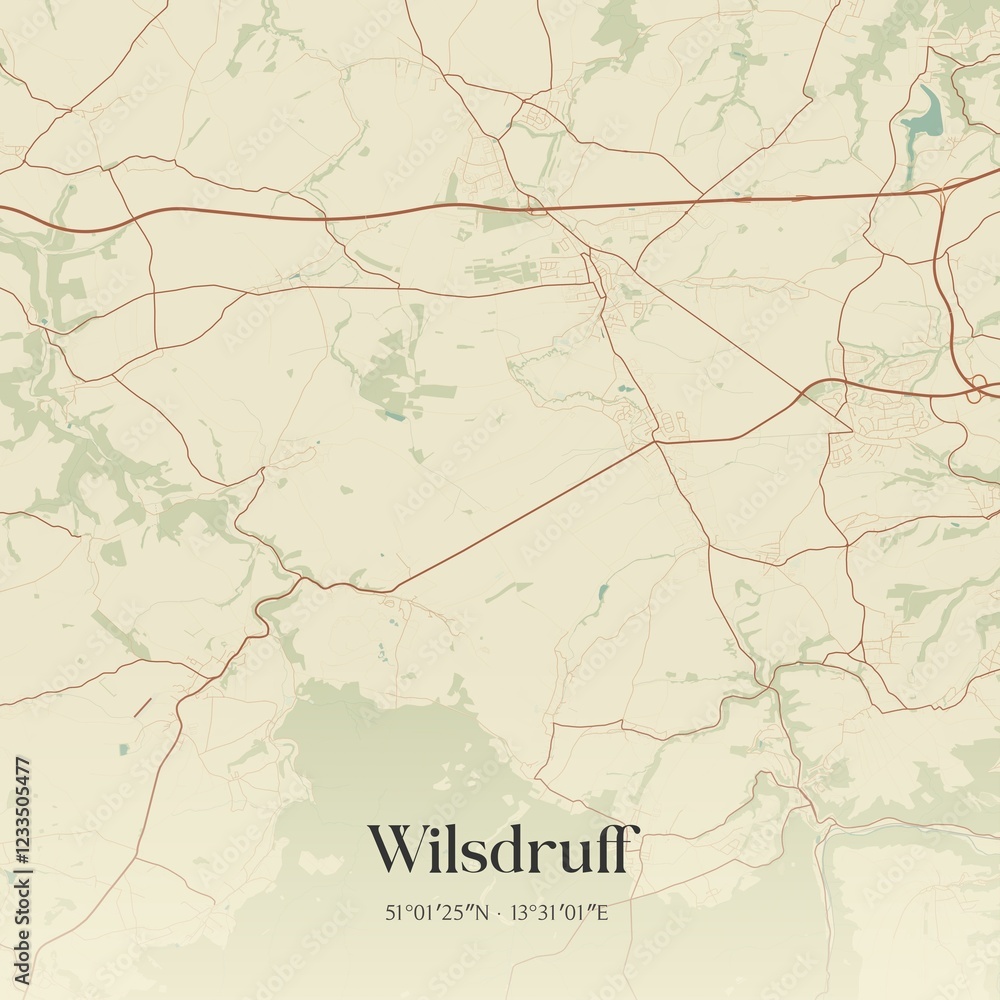 Fototapeta premium Vintage map of Wilsdruff, Germany.
